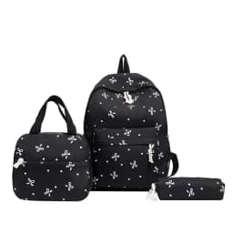 1 Set 3 in 1 Women College Student Backpack Large Capacity Casual Travel Daypack Stylish Versatile Laptop Bag for School