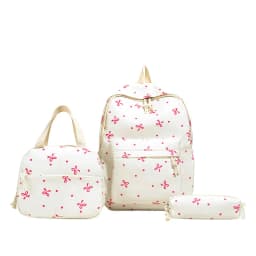 1 Set 3 in 1 Women College Student Backpack Large Capacity Casual Travel Daypack Stylish Versatile Laptop Bag for School