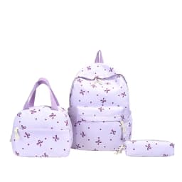 1 Set 3 in 1 Women College Student Backpack Large Capacity Casual Travel Daypack Stylish Versatile Laptop Bag for School