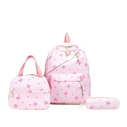 1 Set 3 in 1 Women College Student Backpack Large Capacity Casual Travel Daypack Stylish Versatile Laptop Bag for School