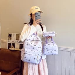 1 Set 3 in 1 Women College Student Backpack Large Capacity Casual Travel Daypack Stylish Versatile Laptop Bag for School