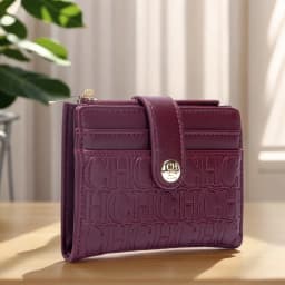 CH Mini Card Holder Women Embossed Full Letter Wallet Snap Closure Multi Card Slot Zipper Coin Bag Portable Female Small Purse