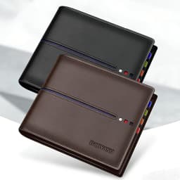 New 2026 Men's Short Wallet Genuine Leather First Layer Cowhide Rfid Blocking Slim Thin Minimalist Purse