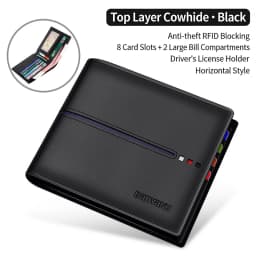 New 2026 Men's Short Wallet Genuine Leather First Layer Cowhide Rfid Blocking Slim Thin Minimalist Purse
