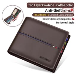 New 2026 Men's Short Wallet Genuine Leather First Layer Cowhide Rfid Blocking Slim Thin Minimalist Purse