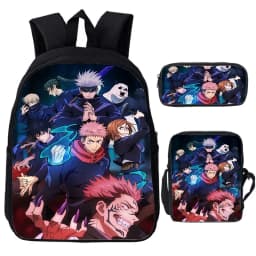 Anime Jujutsu Kaisen Backpack Gojo Satoru Cartoon Bags Student Schoolbag Boys Girls Rucksack Large Capacity Bookbag 3pcs Set