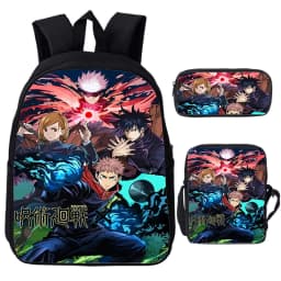 Anime Jujutsu Kaisen Backpack Gojo Satoru Cartoon Bags Student Schoolbag Boys Girls Rucksack Large Capacity Bookbag 3pcs Set