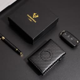 Carbon Fiber Mens Airtag Wallet RFID Blcoking Pop Up Aluminum Card Holder Slim Male Smart Front Pocket with Banknote Compartment