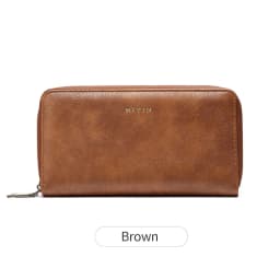 MIYIN Women's Wallet RFID Shielding Double Zipper Women's Clutch Bag Retro Minimalist Multi-function Multi-card Slot Card Holder