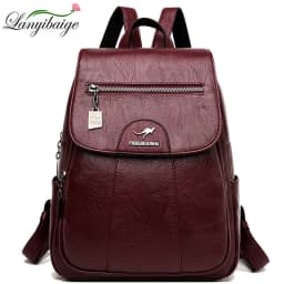 2024 New Women Leather Backpacks High Quality Female Vintage Backpack For Girls School Bag Travel Bagpack Ladies Back Pack