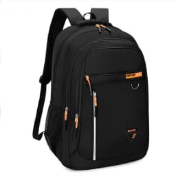 Neutral brand multi-layered backpack for men and women with various pockets,suitable for business trips.Made of nylon material.