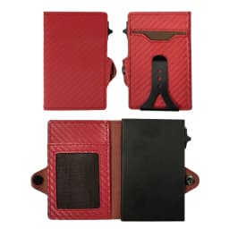 CASEKEY Carbon Fiber Protector Credit Card Holder Tarjetero Hombre RFID Leather Single Box Smart Wallet Slim Pop Up Card Case