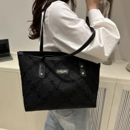 Minimalist Tote Shoulder Bag for Women, Sweet Lace Large Capacity Handbag with Leather Strap, Casual Underarm Purse,For Commute