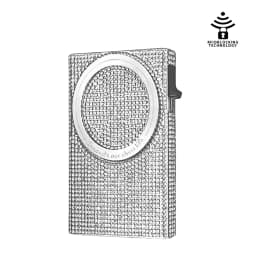 Women's Minimalist Aluminum Alloy Wallet, Magnetic Automatic Side-thrust Pop Up Card Holder With Anti-theft Brush Blocking