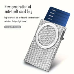 Women's Minimalist Aluminum Alloy Wallet, Magnetic Automatic Side-thrust Pop Up Card Holder With Anti-theft Brush Blocking