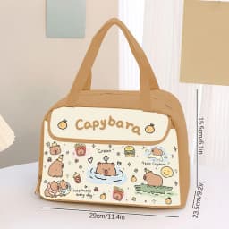 Cute Capybara Lunch Bag Large Capacity Waterproof Oil-Proof Animal Print Insulated Bento Box Carrier For Kids School Office