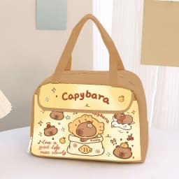 Cute Capybara Lunch Bag Large Capacity Waterproof Oil-Proof Animal Print Insulated Bento Box Carrier For Kids School Office