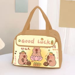 Cute Capybara Lunch Bag Large Capacity Waterproof Oil-Proof Animal Print Insulated Bento Box Carrier For Kids School Office