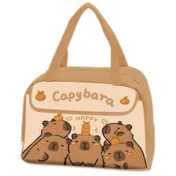 Cute Capybara Lunch Bag Large Capacity Waterproof Oil-Proof Animal Print Insulated Bento Box Carrier For Kids School Office