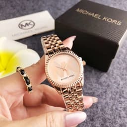 Michael Kors Luxury Rose Gold Women's Watch Bag Fashionable Luxury MK Classic Quartz Watch Wallet Girlfriend Gift