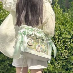 New Y2K Ribbon Bow Ita Crossbody Bag Sweet Girls Transparent Large Capacity Shoulder Bag DIY Display Handbag Lady Satin Tote Bag