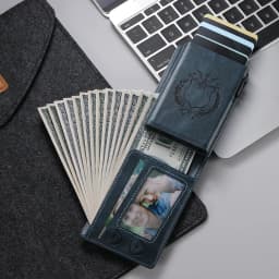 RFID Protection Card Slot Multi-functional Wallet Flip High Quality PU Leather Card Box Fashion Automatically Ejects Card Holder