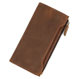 Genuine leather cash wallets vintage leather purse men women clip purse wallet luxury brand designer long wallet for male female