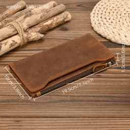 Genuine leather cash wallets vintage leather purse men women clip purse wallet luxury brand designer long wallet for male female