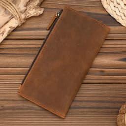 Genuine leather cash wallets vintage leather purse men women clip purse wallet luxury brand designer long wallet for male female
