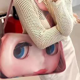 Y2K Doll Print Cloud Bag Women PU Leather Underarm Shoulder Bag Large Capacity Dumpling Shape Casual Crossbody Tote