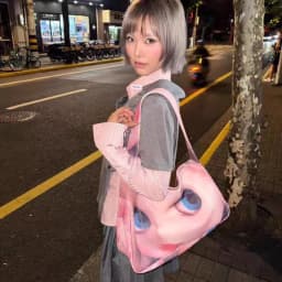 Y2K Doll Print Cloud Bag Women PU Leather Underarm Shoulder Bag Large Capacity Dumpling Shape Casual Crossbody Tote