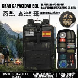 32L/50L Outdoor Backpack Military Tactical Backpack, Large Assault Pack for Camping Hiking with, Durable Daypack Rucksack for Men Travel Work Backpack