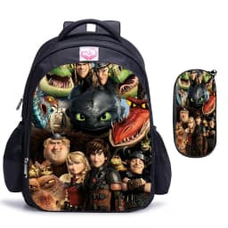 2pcs How to Train Your Dragon Backpacks 16inch Orthopedic Software SchoolBag Black Primary Mochilas Gift for Kids Students