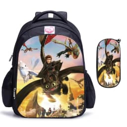 2pcs How to Train Your Dragon Backpacks 16inch Orthopedic Software SchoolBag Black Primary Mochilas Gift for Kids Students