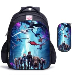 2pcs How to Train Your Dragon Backpacks 16inch Orthopedic Software SchoolBag Black Primary Mochilas Gift for Kids Students