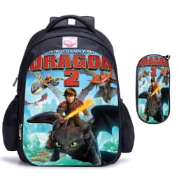 2pcs How to Train Your Dragon Backpacks 16inch Orthopedic Software SchoolBag Black Primary Mochilas Gift for Kids Students