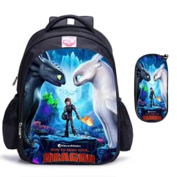2pcs How to Train Your Dragon Backpacks 16inch Orthopedic Software SchoolBag Black Primary Mochilas Gift for Kids Students