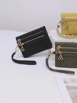 Retro Bi-Fold Women's Wallet Stylish Stitched Diamond Patterned Coin Purse High-Quality PU Leather Short Wallet with Wrist Strap