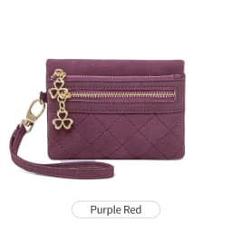 Retro Bi-Fold Women's Wallet Stylish Stitched Diamond Patterned Coin Purse High-Quality PU Leather Short Wallet with Wrist Strap