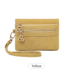 Retro Bi-Fold Women's Wallet Stylish Stitched Diamond Patterned Coin Purse High-Quality PU Leather Short Wallet with Wrist Strap