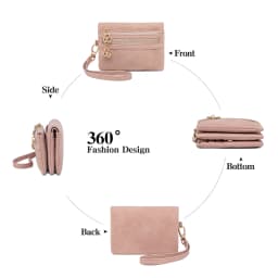 Retro Bi-Fold Women's Wallet Stylish Stitched Diamond Patterned Coin Purse High-Quality PU Leather Short Wallet with Wrist Strap
