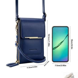 Phone Cross-Body Purse With Touchscreen Window Premium Leather RFID-Blocking Lightweight Women's Shoulder Bag Wallet Purse