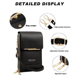 Phone Cross-Body Purse With Touchscreen Window Premium Leather RFID-Blocking Lightweight Women's Shoulder Bag Wallet Purse