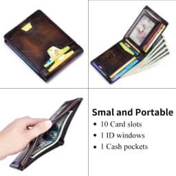 SCHLATUM Front Pocket Wallet for Men Slim Lightweight RFID Blocking Genuine Leather Bifold Thin Wallet with 10 Card Slots