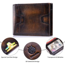 SCHLATUM Front Pocket Wallet for Men Slim Lightweight RFID Blocking Genuine Leather Bifold Thin Wallet with 10 Card Slots