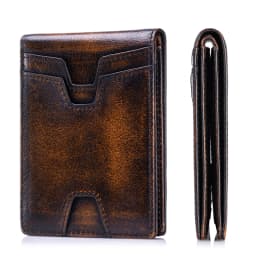 SCHLATUM Front Pocket Wallet for Men Slim Lightweight RFID Blocking Genuine Leather Bifold Thin Wallet with 10 Card Slots