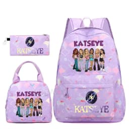 Hot Katseye Funny Backpack Girl's Kids Student Schoolbags Double Shoulder Bag Teenage Travel Pen Lunch Bags Bookbag Knapsack
