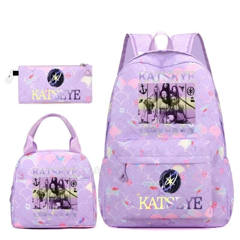 Hot Katseye Funny Backpack Girl's Kids Student Schoolbags Double Shoulder Bag Teenage Travel Pen Lunch Bags Bookbag Knapsack