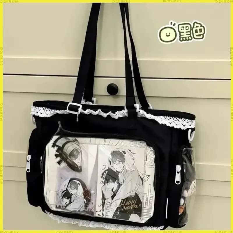 Japanese 2D Anime Itabag Ballet Girl Large Appetite Single Shoulder Crossbody Bag With Clear Pocket Lace Trim Gift For Friends