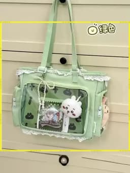 Japanese 2D Anime Itabag Ballet Girl Large Appetite Single Shoulder Crossbody Bag With Clear Pocket Lace Trim Gift For Friends